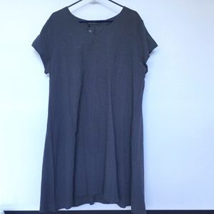 Zanzea Dress Shift Sz XXL Short Sleeves Knee Length Blue Grey 100% Cotton NWT